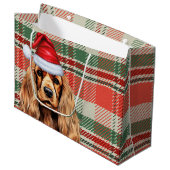 Grand Sac Cadeau Cocker de Noël plaqué Spaniel Chien (Devant Angle)