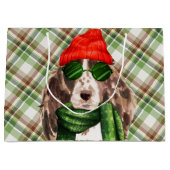 Grand Sac Cadeau Cocker de Noël Spaniel Chien et Vacances Plaid (Devant)