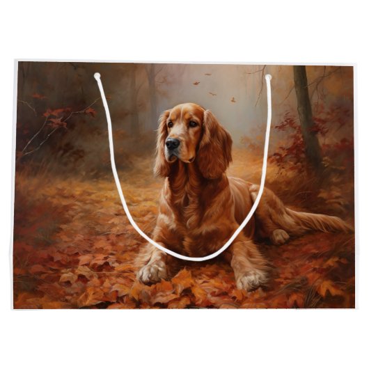 Grand Sac Cadeau Cocker Spaniel à l'automne Feuilles automne Inspir (Dos)