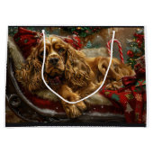 Grand Sac Cadeau Cocker Spaniel Chien Festif de Noël (Devant)