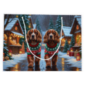 Grand Sac Cadeau Cocker Spaniel Dogs Christmas Snow Holiday (Dos)