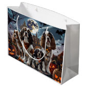 Grand Sac Cadeau Cocker Spaniel Halloween Éffrayant (Dos Angle)