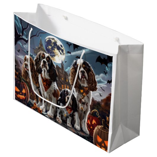 Grand Sac Cadeau Cocker Spaniel Halloween Éffrayant (Devant Angle)