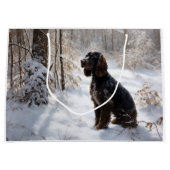 Grand Sac Cadeau Cocker Spaniel Laisser Neige Noël (Devant)