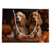Grand Sac Cadeau Cocker Spaniel Puppy Automne Citrouille de plaisir (Dos)