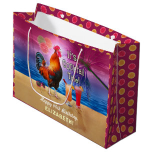 Grand Sac Cadeau Cocktail Party Tropical Rooster Funny Anniversaire