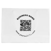 Grand Sac Cadeau Code QR avec nom d'entreprise Texte circulaire gra (Dos)