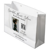 Grand Sac Cadeau Code QR de petit commerce de salon de coiffure mod (Devant Angle)