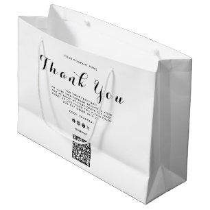 Grand Sac Cadeau Code QR du logo de l'entreprise Merci