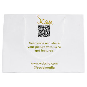 Grand Sac Cadeau code QR Golden Scan paillettes simple élégant call