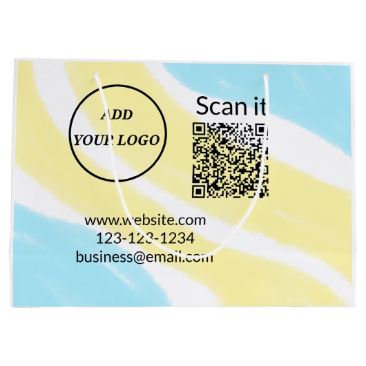 Grand Sac Cadeau Code QR minimal simple ajouter logo scanner code n (Dos)