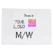 Grand Sac Cadeau Code QR minimal simple ajouter un logo nom de code (Dos)