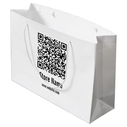 Grand Sac Cadeau Code QR Modèle noir et blanc (Dos Angle)