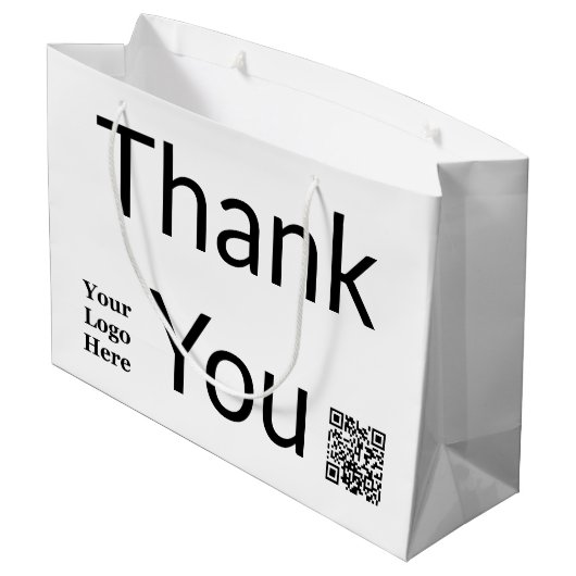 Grand Sac Cadeau Code QR noir et blanc Merci Votre logo ici (Dos Angle)