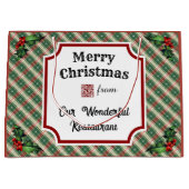 Grand Sac Cadeau Code QR personnalisé Restaurant Noël Plat (Devant)