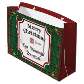 Grand Sac Cadeau Code QR personnalisé Restaurant Noël Vert Plat (Dos Angle)