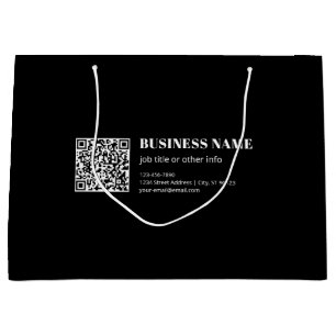 Grand Sac Cadeau Code QR personnalisé & Texte rétro-moderne modifia
