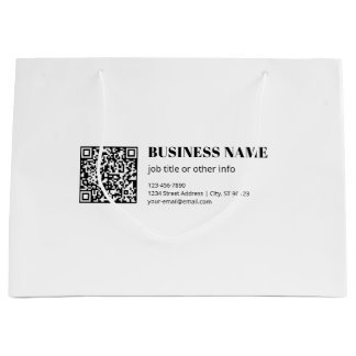 Grand Sac Cadeau Code QR personnalisé & Texte rétro-moderne modifia