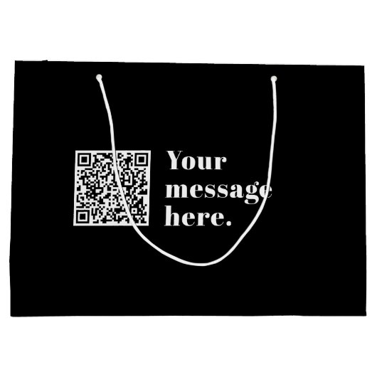 Grand Sac Cadeau Code QR téléchargé et texte rétro modifiable (Dos)