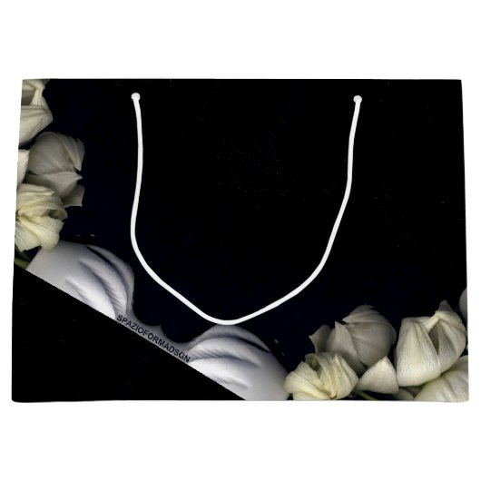 Grand Sac Cadeau "Coeur blanc en noir de la lune" (Devant)