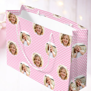 Grand Sac Cadeau Cœur d'amour mignon 2 Photo Joli motif rose