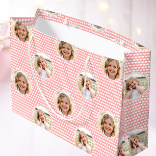Grand Sac Cadeau Cœur d'amour mignon 2 Photo Rose abricot joli