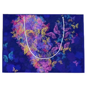 Grand Sac Cadeau Coeur de papillon - Amour -