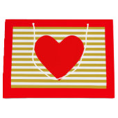 Grand Sac Cadeau Coeur et rayures de Noël (Devant)