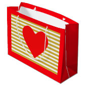 Grand Sac Cadeau Coeur et rayures de Noël (Dos Angle)