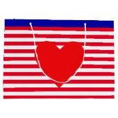 Grand Sac Cadeau Coeur et rayures de Noël (Dos)