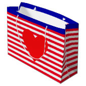 Grand Sac Cadeau Coeur et rayures de Noël (Dos Angle)