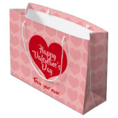 Grand Sac Cadeau Coeur rouge sur nom rose (Dos Angle)