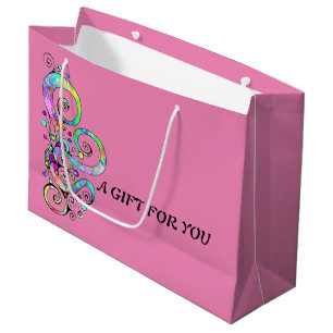 Grand Sac Cadeau Coeur spiral Peint à la main 1