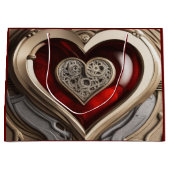Grand Sac Cadeau Cœur Steampunk Intemporel de l'Amour (Devant)