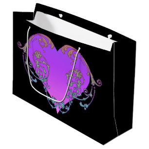 Grand Sac Cadeau Coeur violet élégant et romantique avec de la pros