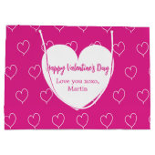 Grand Sac Cadeau Coeurs blancs roses chauds Saint Valentin (Dos)