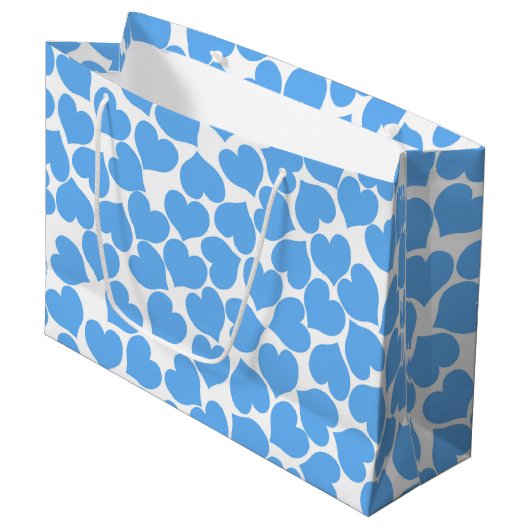 Grand Sac Cadeau Cœurs bleus (Devant Angle)