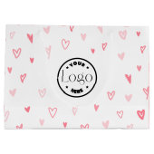 Grand Sac Cadeau Coeurs d'Amour Moderne Blanc & Rose Joyeux Valenti (Dos)
