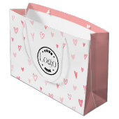 Grand Sac Cadeau Coeurs d'Amour Moderne Blanc & Rose Joyeux Valenti (Dos Angle)