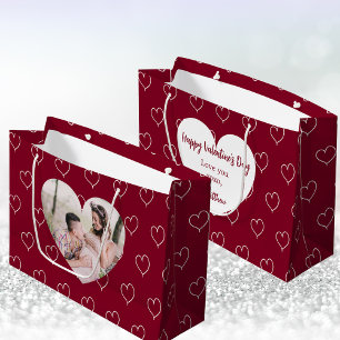 Grand Sac Cadeau Coeurs de Bourgogne photo Saint Valentin
