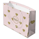 Grand Sac Cadeau Coeurs élégants Blush Pink Monogramme Nom (Dos Angle)