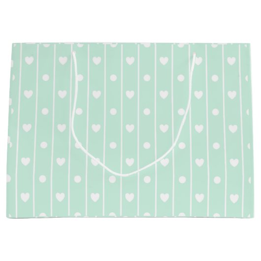 Grand Sac Cadeau Coeurs et rayures (Devant)