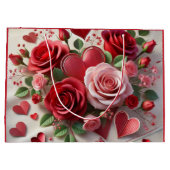 Grand Sac Cadeau Coeurs et roses rouges Saint Valentin (Dos)