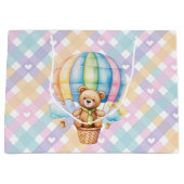 Grand Sac Cadeau Cœurs Gingham Pastel   (Devant)