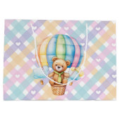 Grand Sac Cadeau Cœurs Gingham Pastel   (Dos)