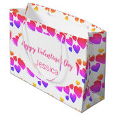 Grand Sac Cadeau Coeurs Heureuses Saintes-Valentin blancs pourpres  (Dos Angle)