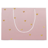 Grand Sac Cadeau Coeurs Ombres dorés rose (Devant)