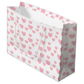 Grand Sac Cadeau Coeurs roses (Devant Angle)