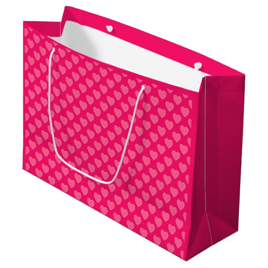 Grand Sac Cadeau Coeurs roses (Devant Angle)