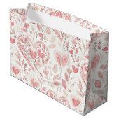 Grand Sac Cadeau Cœurs roses Amour floral (Dos Angle)